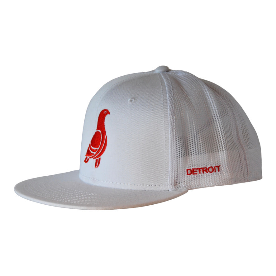 Detroit White Cap with Red Pigeon – cityhatco
