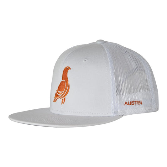 Austin White Cap with Burnt Orange Pigeon