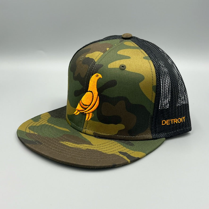 Detroit Camo Cap with Orange Pigeon