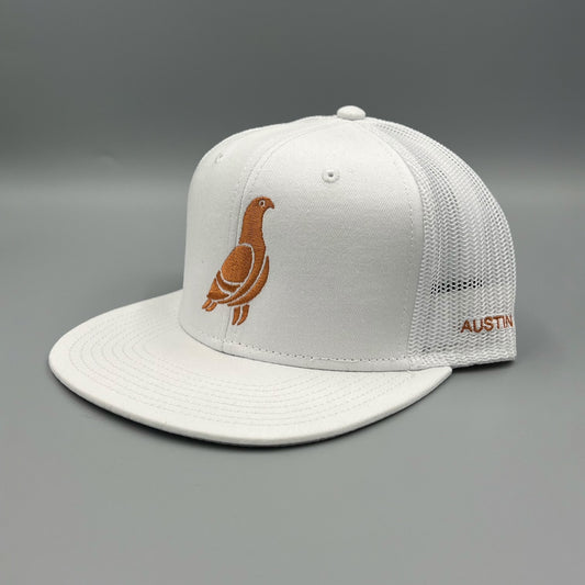 Austin White Cap with Burnt Orange Pigeon