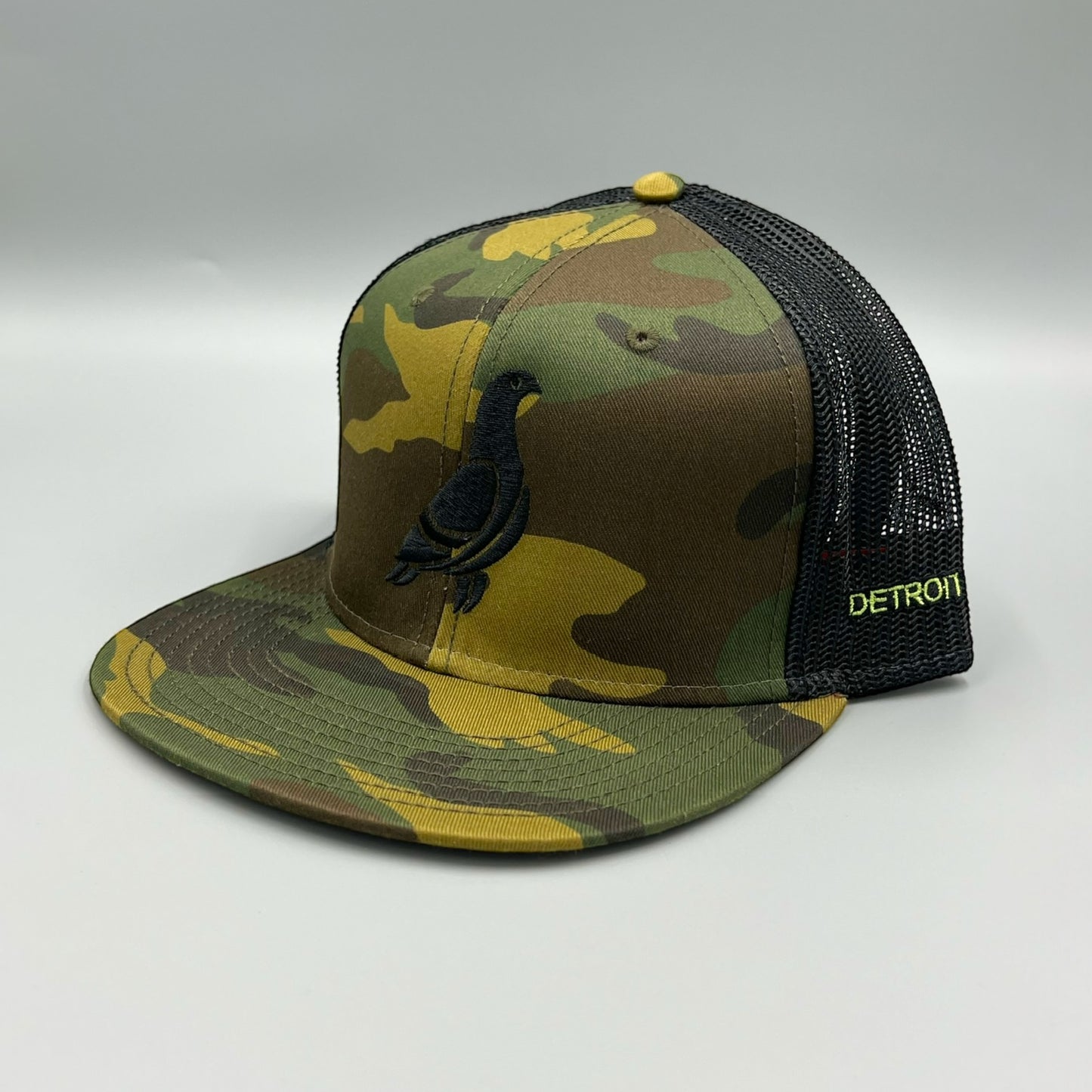 Detroit Camo Cap with Black Pigeon