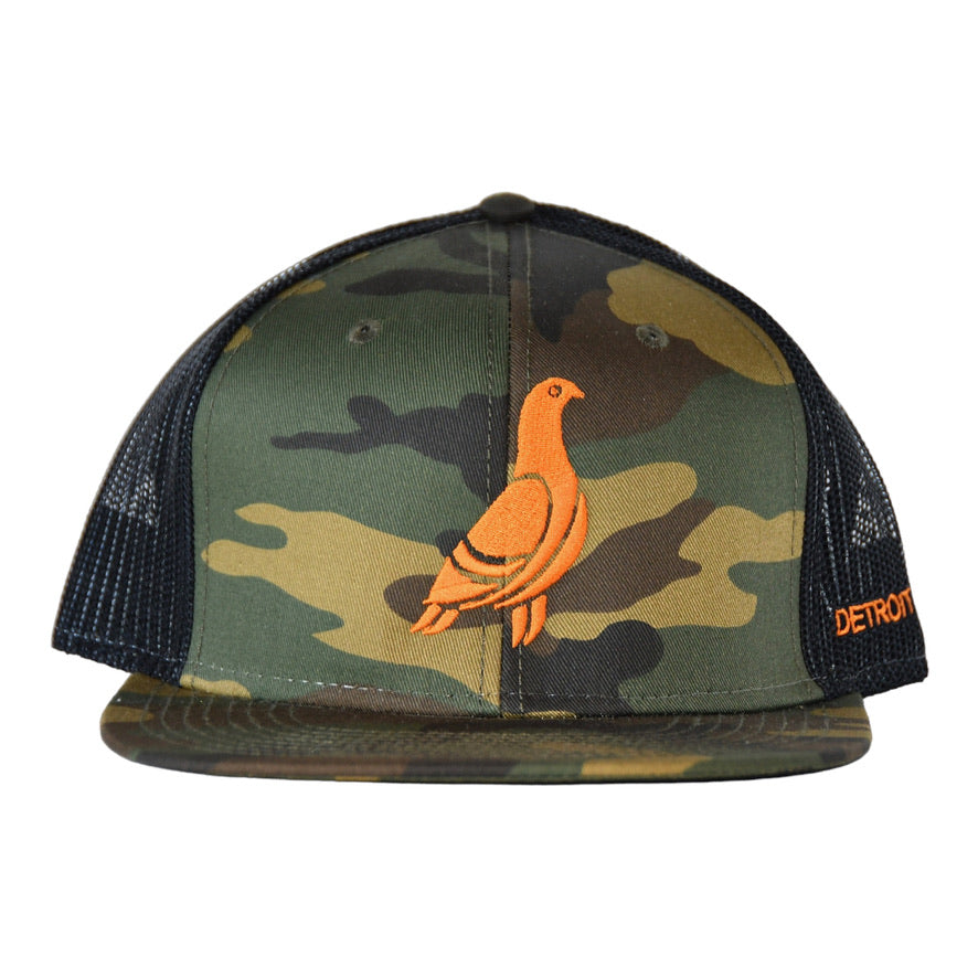 Detroit Camo Cap with Orange Pigeon – cityhatco