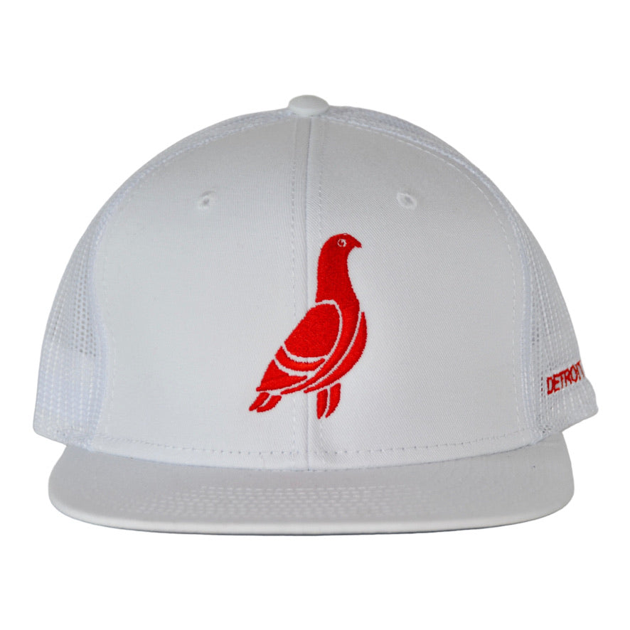 Detroit White Cap with Red Pigeon – cityhatco